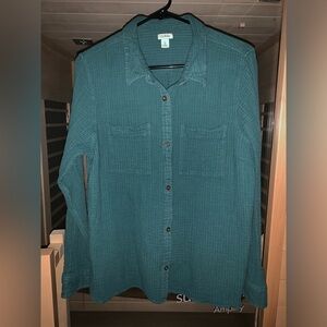 L.L. Bean Cloud Gauze Shade Teal Button Down Shirt